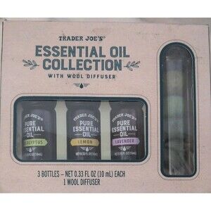 Trader Joe's Essential Oil Collection With Wool Diffuser Boxed Set Limited Edtn